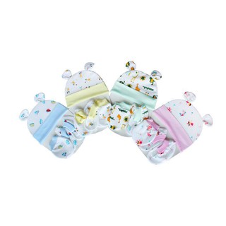 Sỉ-Combo 5 Nón Vải Và 10 Cặp Bao Tay Bao Chân Họa Tiết Cùng Màu Cho Bé Sơ Sinh