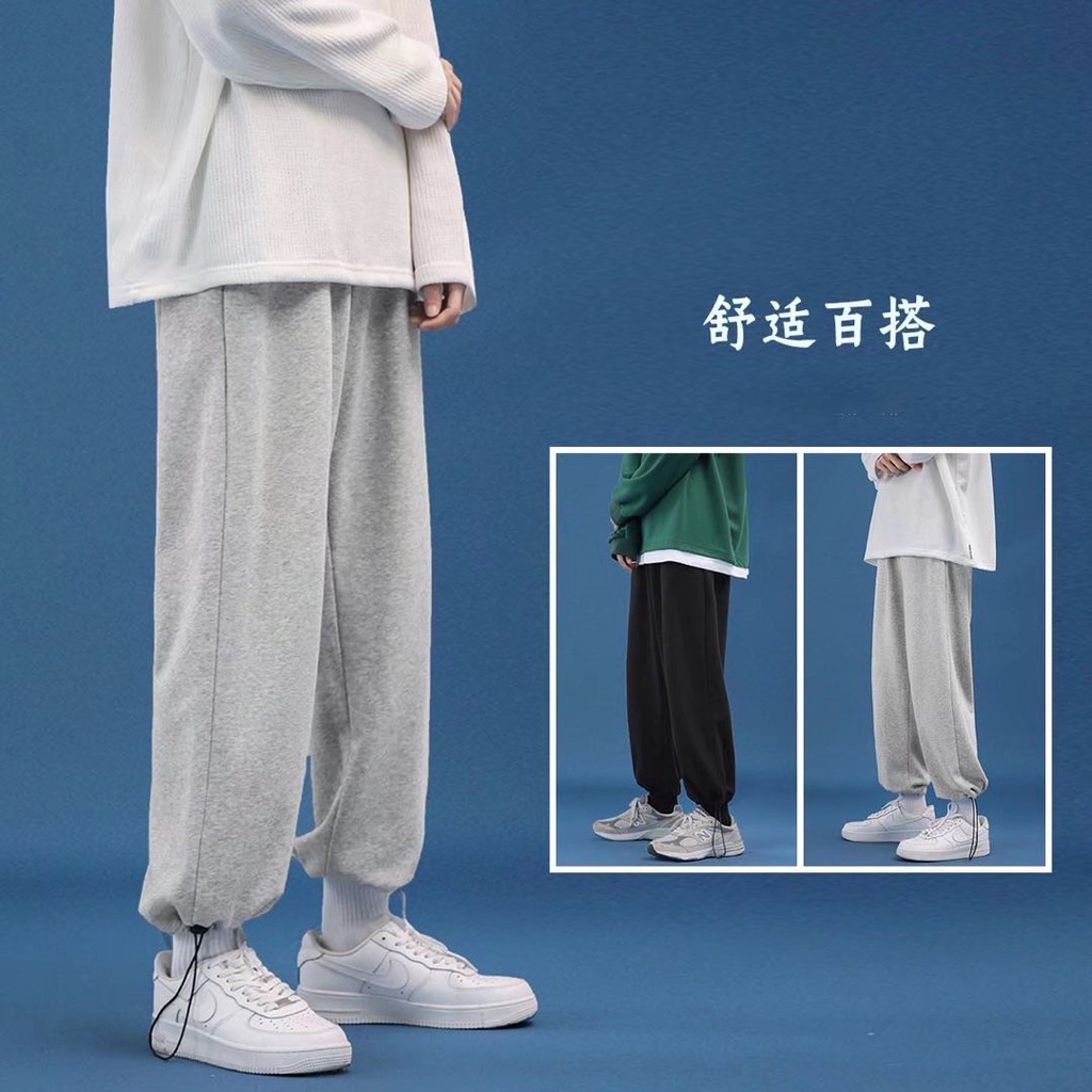 Quần dài thể thao ống rộng phong cách Hong Kong thời trang xuân hè cho nam sinh size từ M-8XL