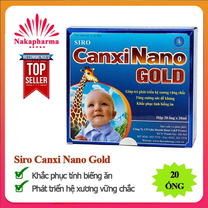 Siro Canxi Nano Gold mẫu mới - Grow Nano G&P – Giúp ăn ngon, tiêu hóa khỏe, phát triển chiều cao, tăng hấp thu