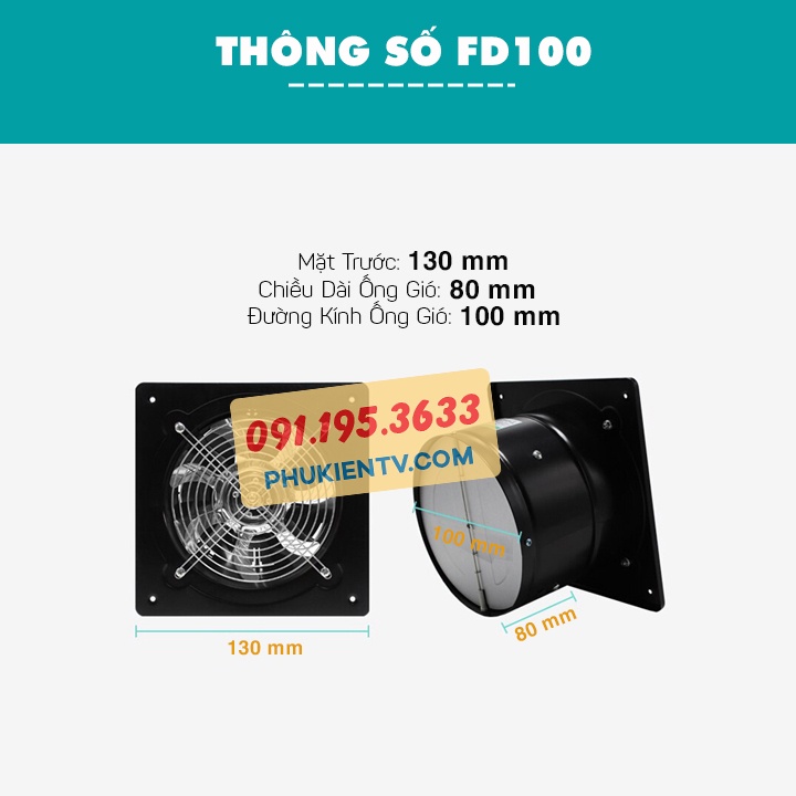 Quạt Hút Thông Gió FA100 / FD100 Quạt Hút Mùi Nhà Bếp , Nhà Vệ Sinh , Phòng Ngủ - Công Suất 20W