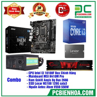 Combo may tính I3 10100F H410M 8G 128G 550W Chính hãng 36 tháng