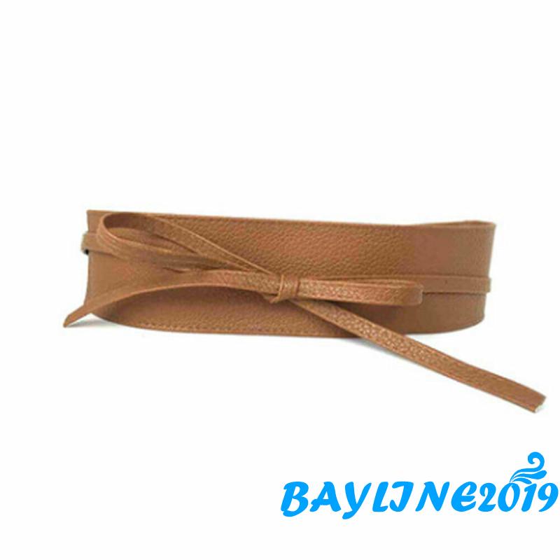 Thắt lưng nữ giả da bản rộng đính nơ thời trang