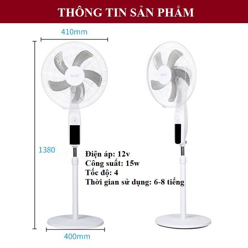 Quạt năng lượng mặt trời , Quạt tích điện Solar Fan sử dụng 8-10 giờ, sạc bằng năng lượng mặt trời- HÀNG CHÍNH HÃNG!