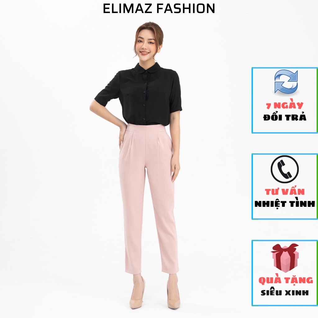 Áo sơ mi nữ công sở Elimaz cổ sen ngắn tay EA22.081