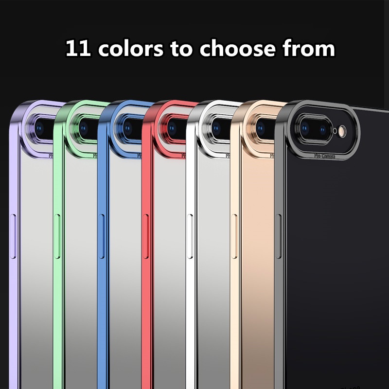Ốp Điện Thoại Silicon Mềm Trong Suốt Viền Thẳng Bảo Vệ Ống Kính Máy Ảnh Cho iPhone 7 8 plus 8plus 6/6s/se2020