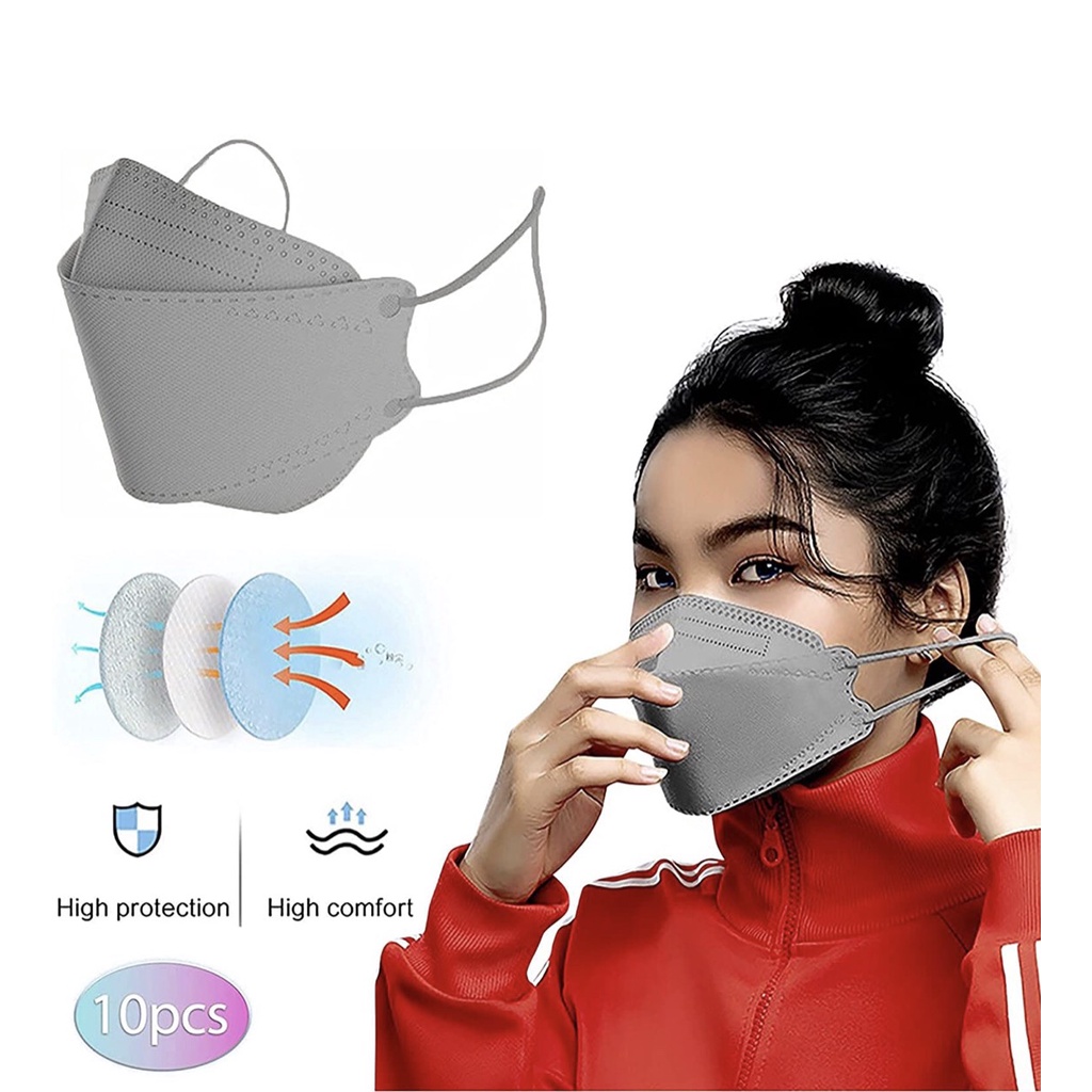 Combo 10-50 chiếc Khẩu trang KF94 4D màu xám công nghệ cao Hàn Quốc 4 lớp chống bụi mịn và kháng khuẩn