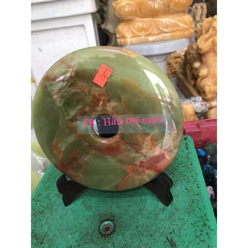 đồng điếu pakistan có vân huyết đường kính 16cm tặng kèm đế gỗ