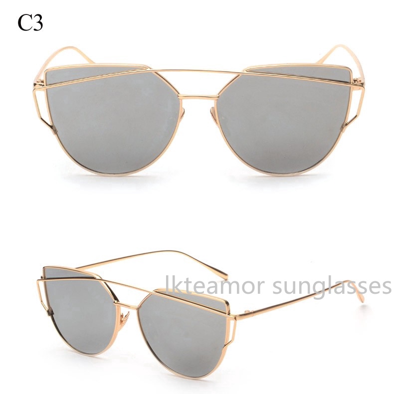 Kính mát kiểu mắt mèo gọng kim loại phong cách vintage thời trang