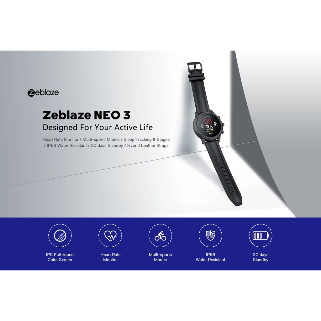 Đồng hồ thông minh Zeblaze NEO 3 theo dõi sức khỏe, chống nước, thời gian sử dụng lên tới 20 ngày