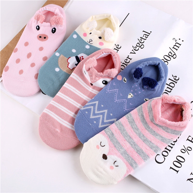 Đôi vớ cotton họa tiết hoạt hình 3D mềm mại dễ thương cho nữ