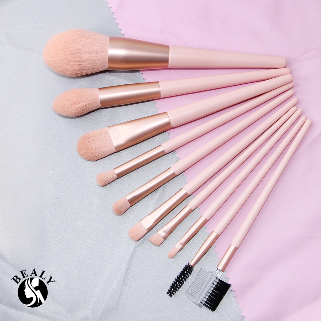 Bộ Cọ Trang Điểm Cá Nhân Cán Hồng Cam BEALY 10C