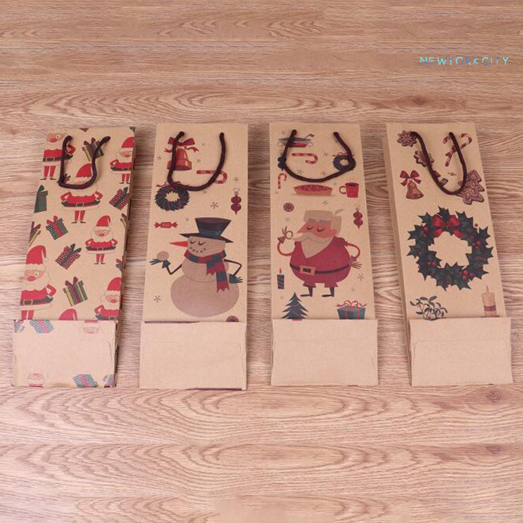 Túi Giấy Kraft In Họa Tiết Hoạt Hình Phong Cách Giáng Sinh Có Thể Tái Sử Dụng