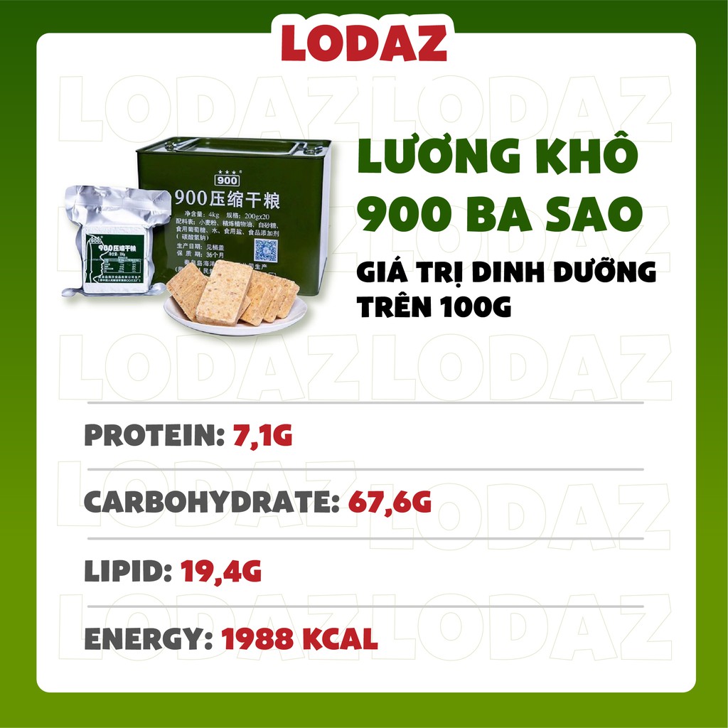 Lương khô quân đội 900 gói lẻ loại 200gr (Ngày trên bao bì là NSX)