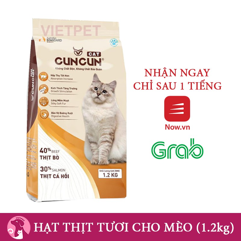 (SALE LỚN) Thức Ăn Cho Mèo Hạt CUNCUN - Hạt Tươi Dinh Dưỡng Dành Riêng Cho Mèo (1.2kg)