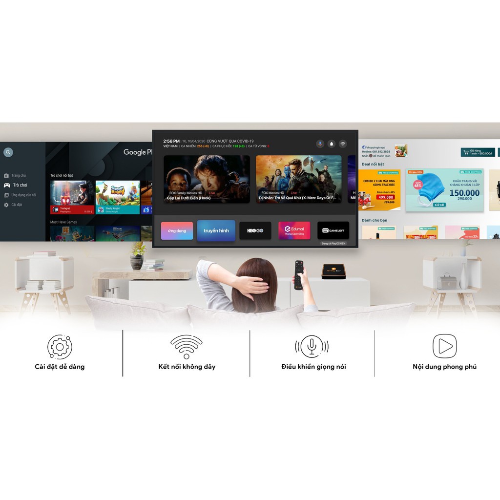 Android Tivi Box FPT Play Box 2GB/16GB Android TV 10 - Hàng Chính Hãng FPT