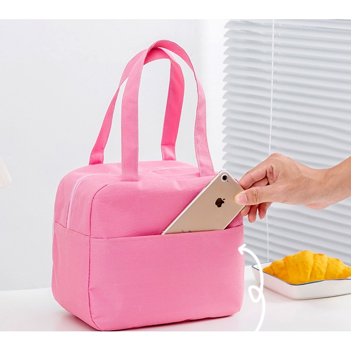 Túi đựng hộp cơm trưa XIAODUOJIAJU giữ nhiệt dáng vuông cỡ lớn họa tiết hoạt hình