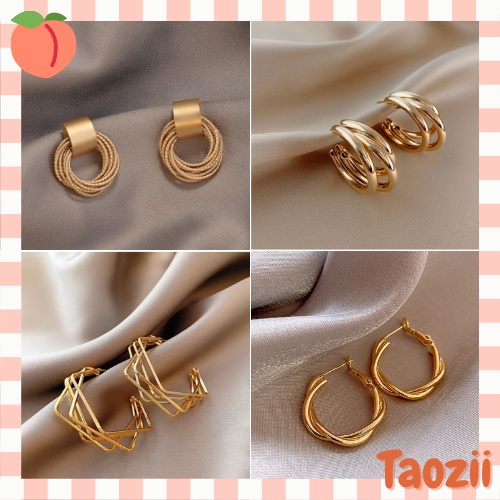Bông tai mạ vàng thiết kế nhiều lớp phong cách Boho cho nữ