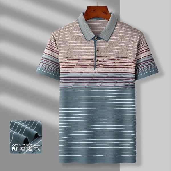 Áo Thun Polo Tay Ngắn Dáng Rộng Chất Lụa Lạnh Cao Cấp Cho Nam Trung Niên