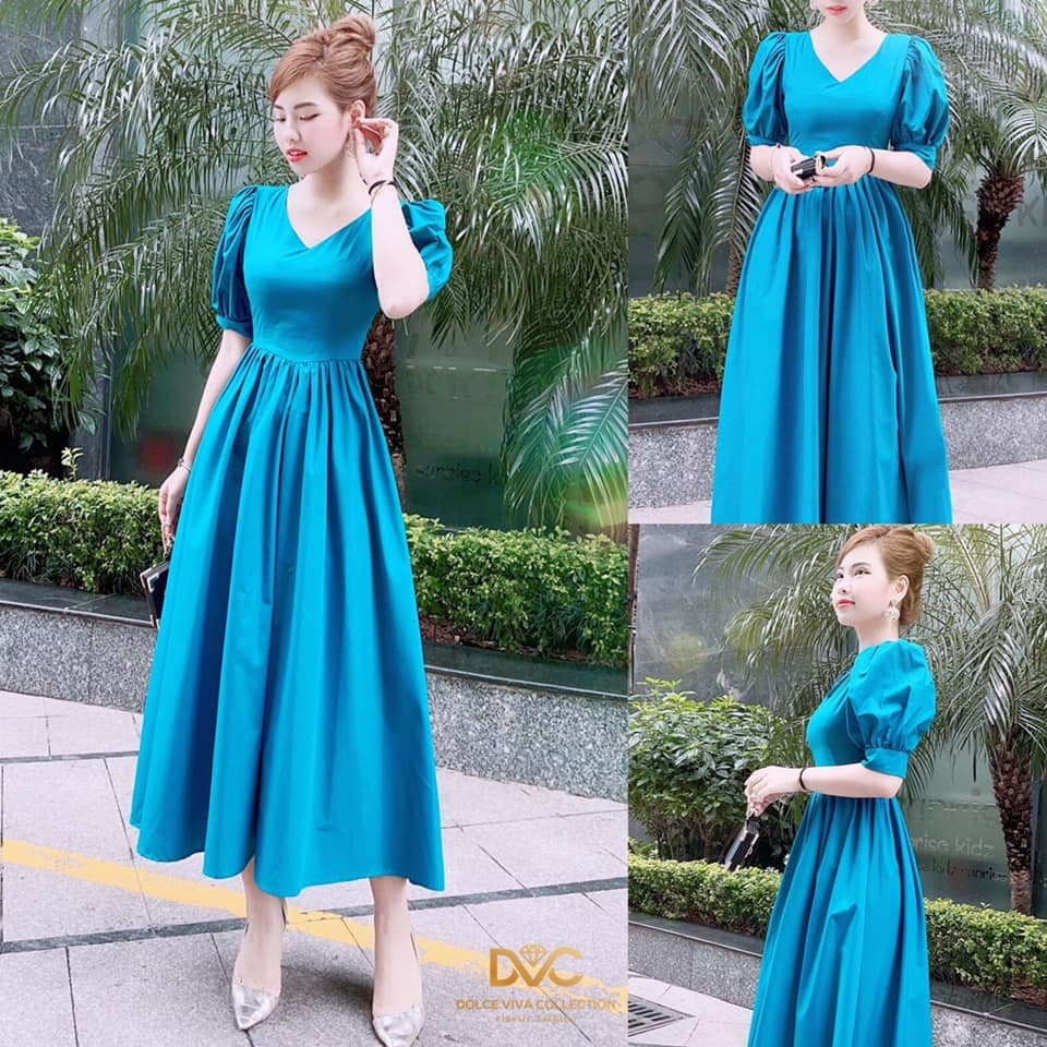 Váy thiết kế chất trượt nhật hàn cao cấp 1 lớp dáng xếp li công chúa V1919_Tokyo Shop [kèm ảnh thật]