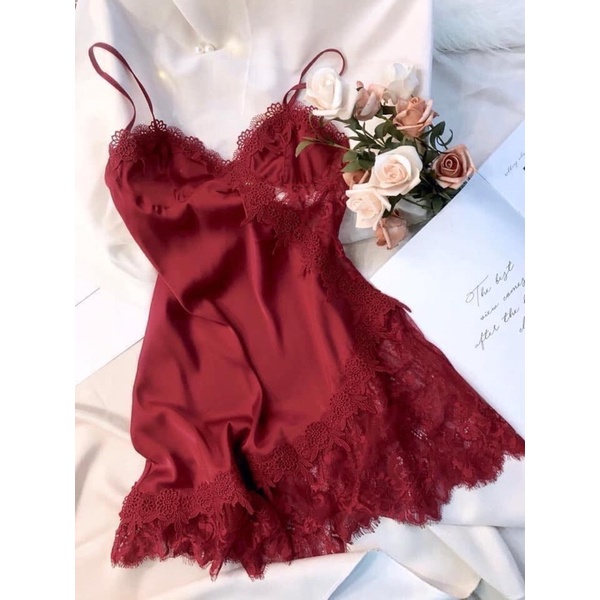 VÁY NGỦ LỤA SEXY PHỐI REN XINH