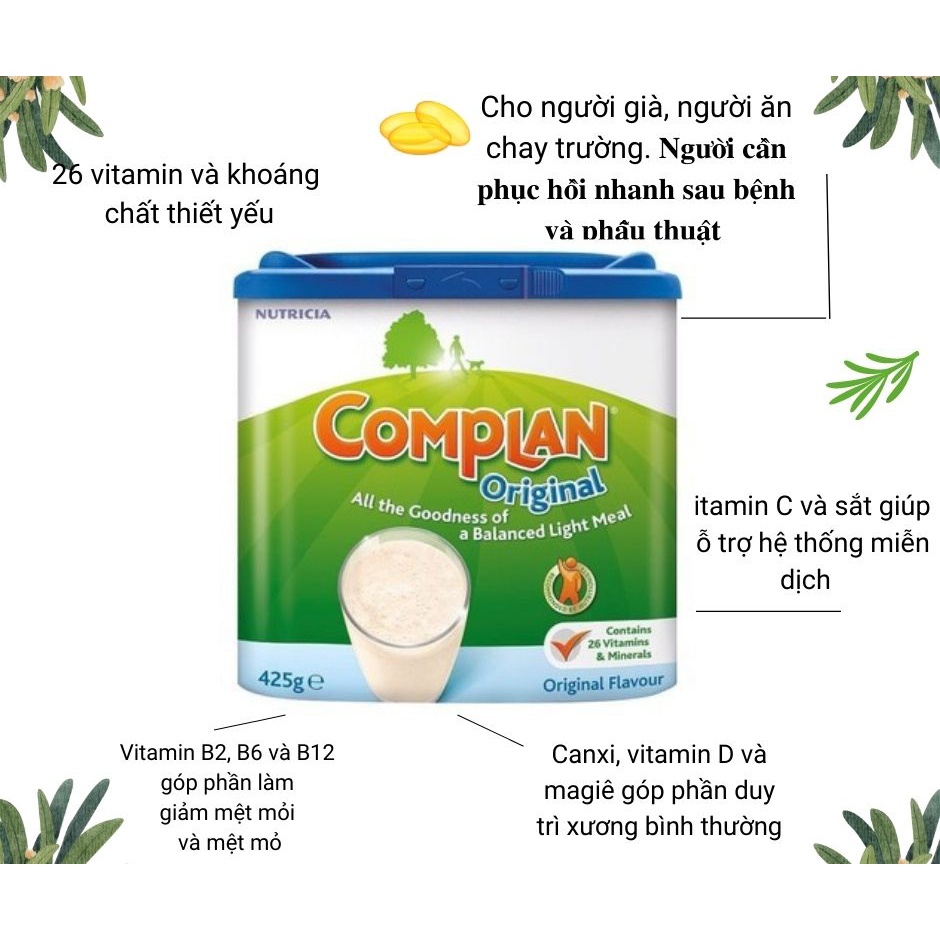 Sữa Complan from UK(Chính hãng) dành cho người cao tuổi, ăn chay bổ sung dinh dưỡng