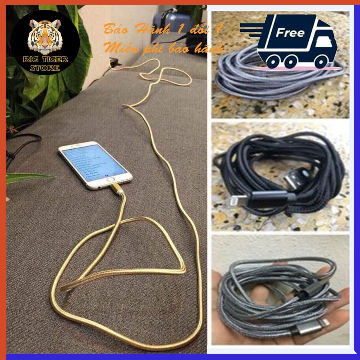 Dây Sạc IPhone, Android Dài 3M Bọc Dù Siêu Bền