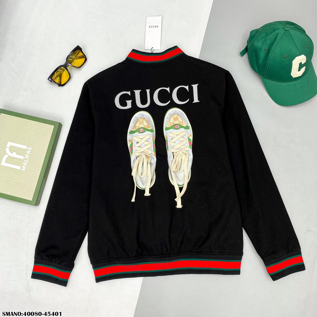 BOMBER JACKET GUCCI VIỀN ĐỎ XANH - ÁO KHOÁC GUCCI HỌA TIẾT NỔI BẬT MỚI NHẤT THU ĐÔNG 2022