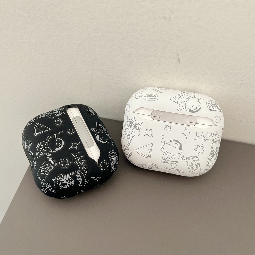 Vỏ Bảo Vệ Hộp Sạc Tai Nghe AirPods Pro AirPods1 2 3 Bằng Silicon Mềm Hình Cậu Bé Bút Chì