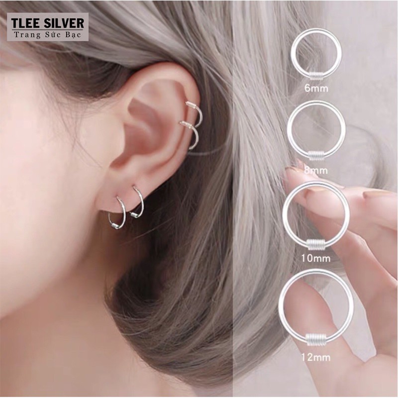 Khuyên tai bạc tròn nữ TLEE lò xo cá tính Tlee Jewelry B0170