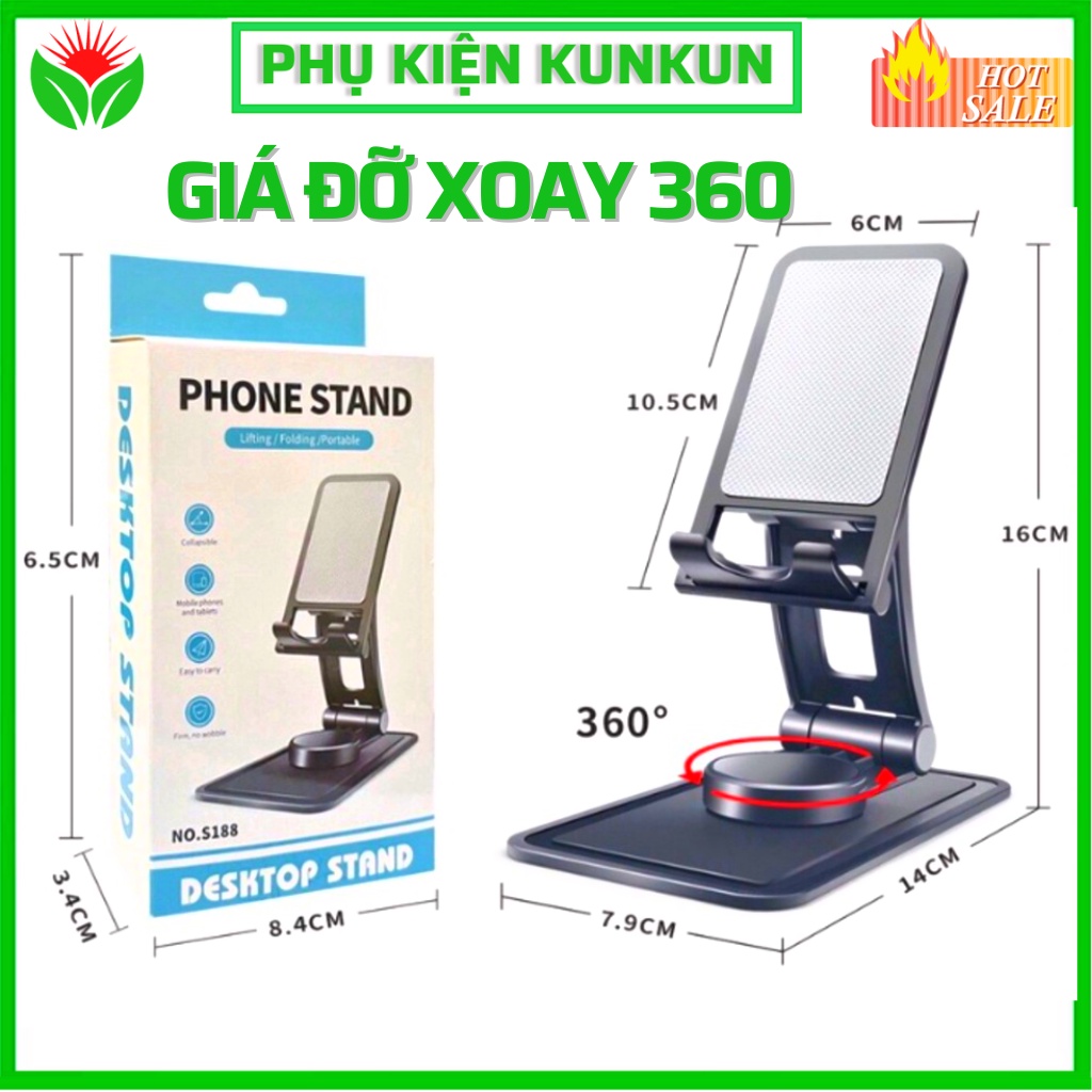 Giá đỡ điện thoại gấp gọn xoay 360 độ chiều linh hoạt, dễ dàng gấp gọn phù hợp smartphone [Loại mới xoay tròn gấp gọn]