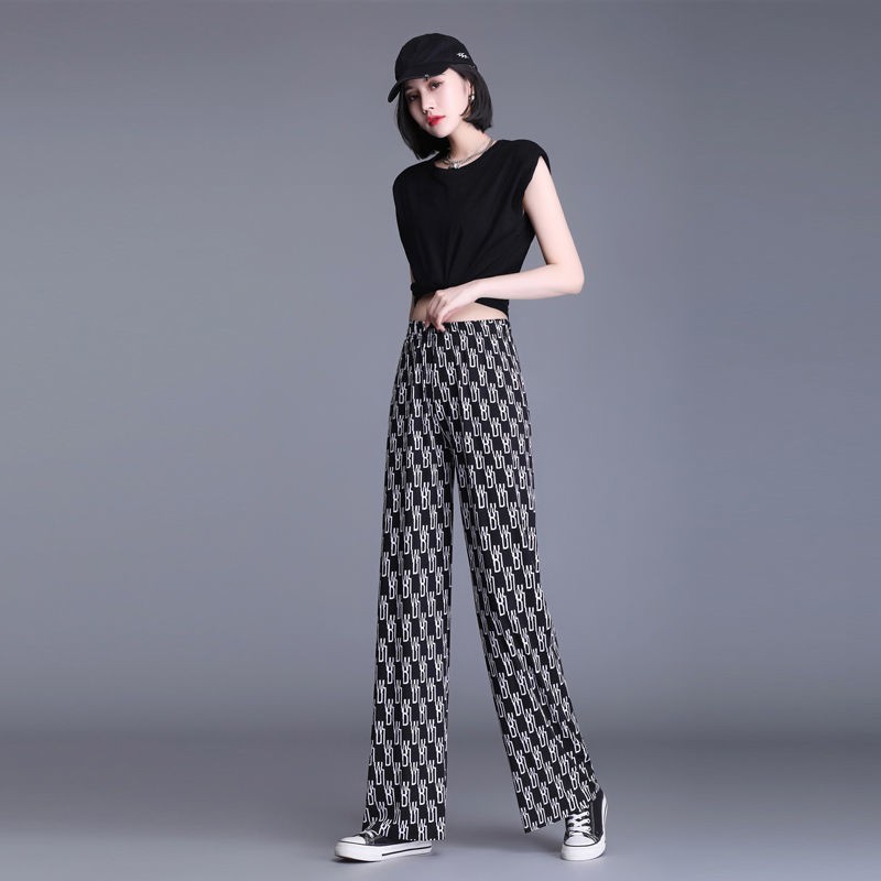 Hot Sale New high-waisted wide-leg pants spring and summer women's Korean style fashion slim drape casual wild fat large size straight trousers