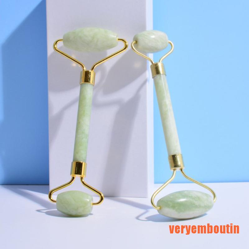 (Hàng Mới Về) Cây Lăn Mát Xa Hai Đầu Bằng Đá Ngọc Bích Giúp Nâng Cơ Mặt Và Cơ Thể