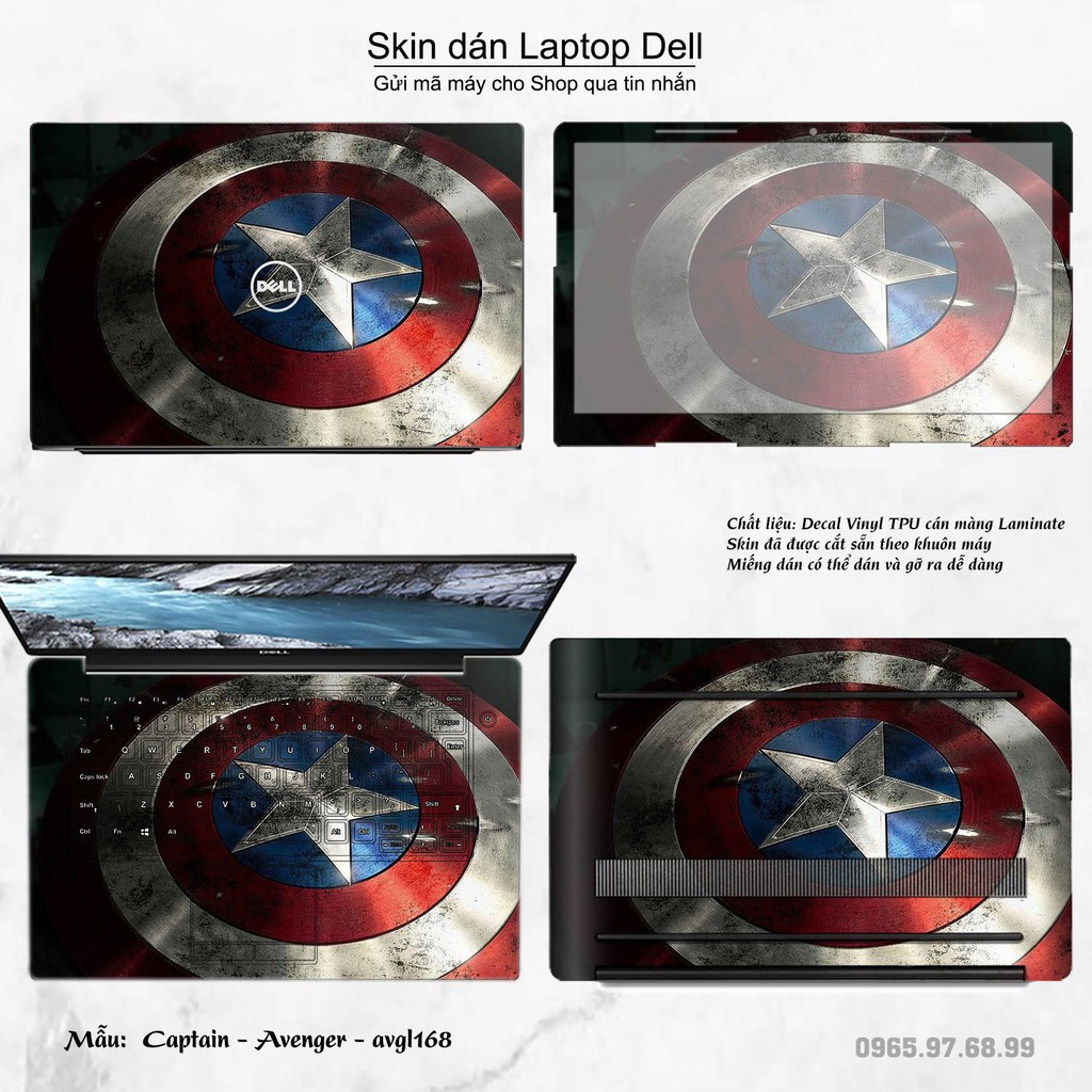 Skin dán Laptop Dell in hình Captain (inbox mã máy cho Shop)