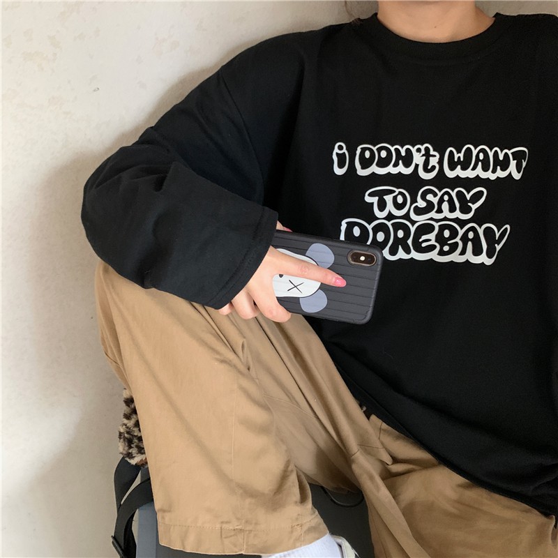 Áo thun dài tay  I DON'T WANT  phông Unisex nam nữ tee oversize form rộng pull Ulzzang Streetwear thu đông vải mềm