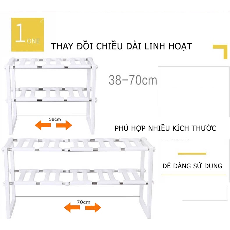 Kệ Gầm Bếp 2 Tầng Đa Năng Tiết Kiệm Không Gian Bếp, Điều Chỉnh Chiều Ngang Phù Hợp MKS046