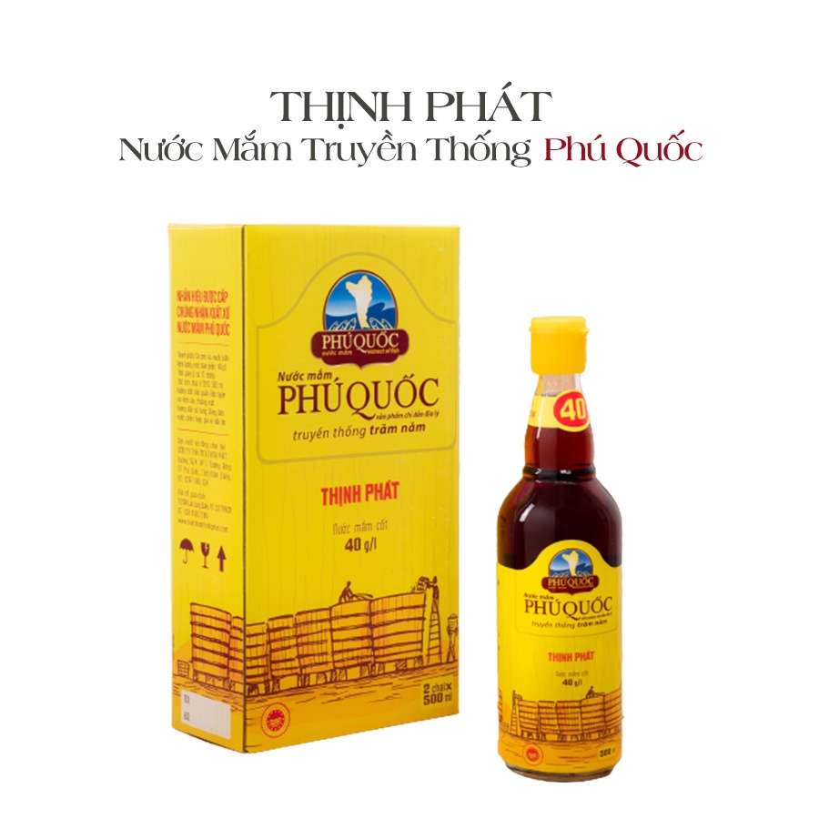 Nước mắm truyền thống Phú Quốc Thịnh Phát hộp 2 chai Hồng Ngọc 500ml 40 độ đạm