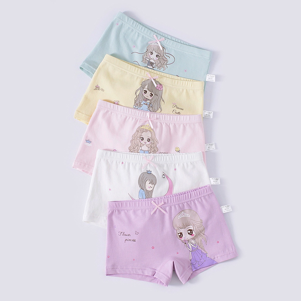 Quần Chíp Bé Gái,Quần Lót Bé Gái Set 5 Chiếc Kháng Khuẩn 100% Cotton hàng Xuất Dư Dành Cho Bé từ 2-12 tuổi