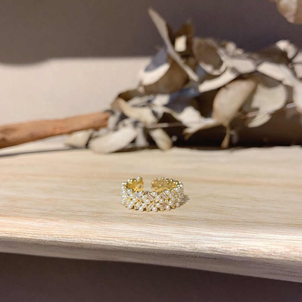 Nhẫn Đeo Tay Kim Loại Đính Ngọc Trai Giả Xinh Xắn Cho Nữ