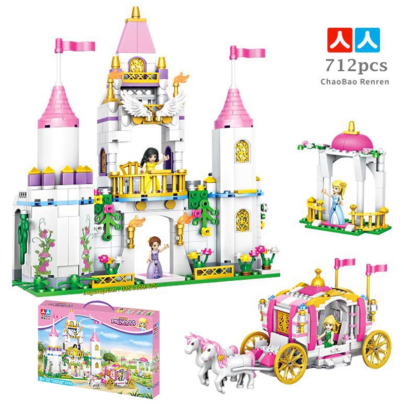 Bộ Lego Xếp Hình Princess ViVi Lâu Đài Công Chúa - 712 miếng . Lego Lắp Ráp Đồ Chơi Cho Bé Gái