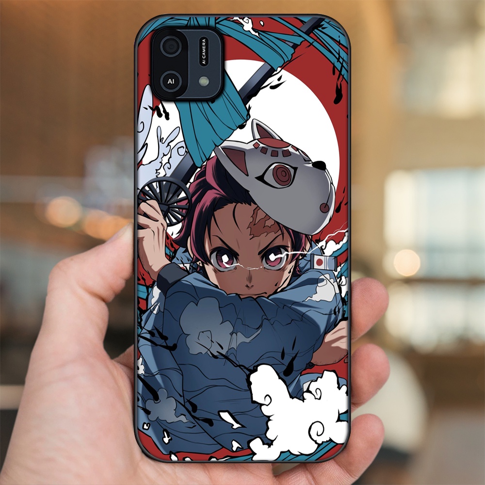 Ốp lưng Oppo A16K viền đen in hình Tanjiro Kimetsu No Yaiba