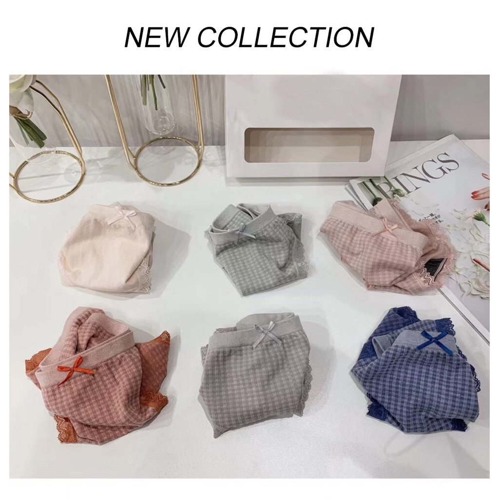 Quần lót cotton HAVANA kẻ caro freesize 40-55kg mã FLQ49