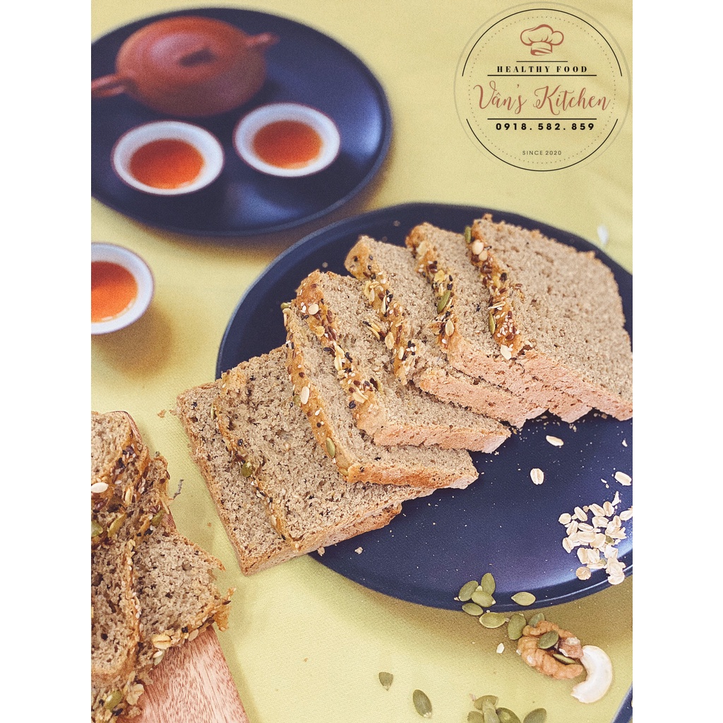 BÁNH MÌ NGŨ CỐC NGUYÊN CÁM 17 loại hạt sữa chua mix nho VANFOOD-Bánh mì healthy ăn kiêng không đường hay tinh bột trắng