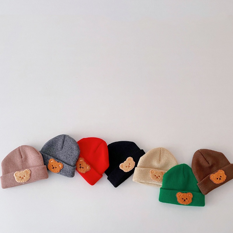 Mũ Len Beanie Mềm Mại Hình Gấu Đáng Yêu Cho Bé