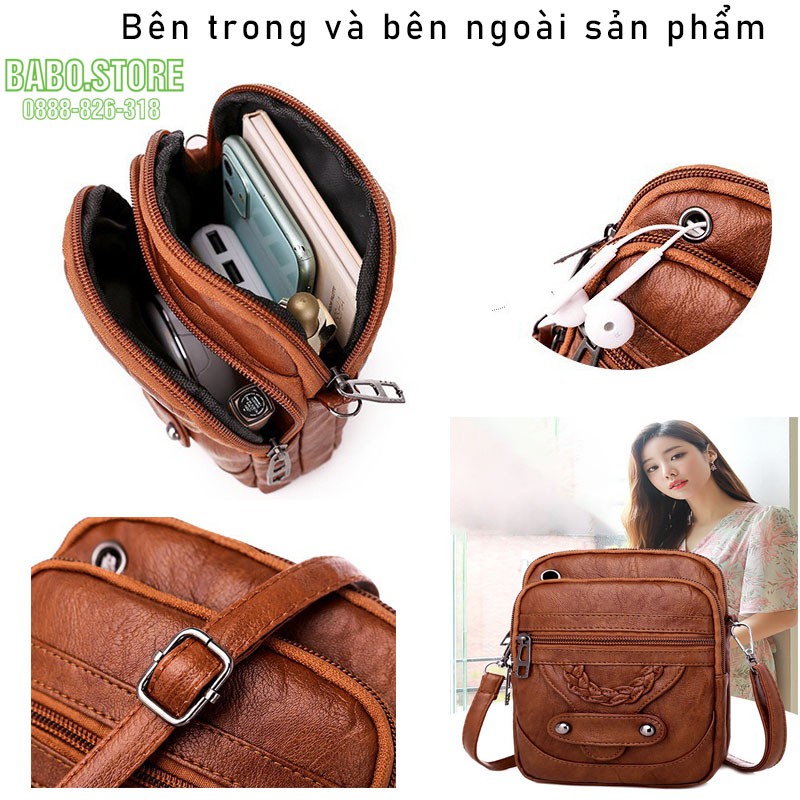 Túi đeo chéo nữ mini nhỏ xinh, cá tính, dễ thương, túi bao tử thời trang đựng điện thoại kiểu dáng hàn quốc Babo.store