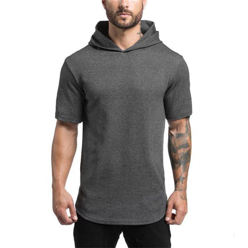 2020 Mens Summer tshirt Casual Solid Loose Hooded Tops Tees Shirts Male New Sportswear Hoodie Short Sleeve Mens T-shirt Clothing