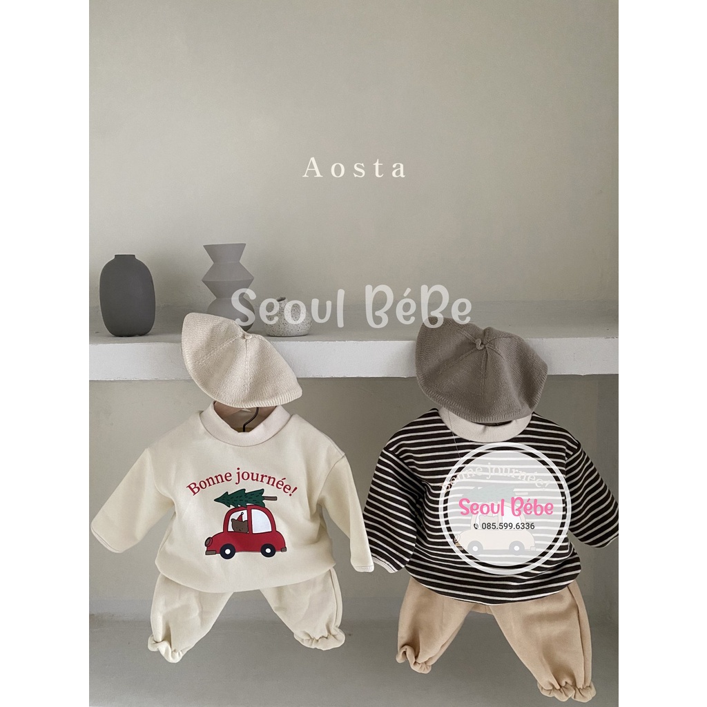 Áo nỉ chất dày dặn Aosta Tree Bear dành cho bé made in Korea