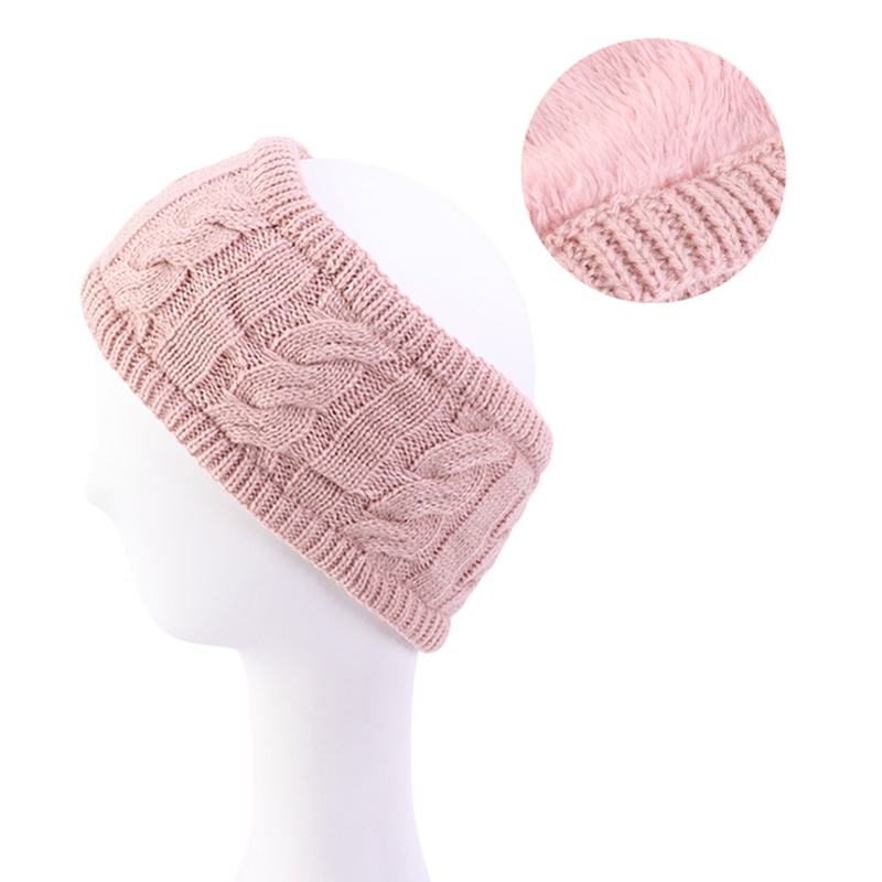 Băng Đô Len Đan Dày Hai Lớp Màu Sắc Trơn Giữ Ấm Tai Cho Nữ