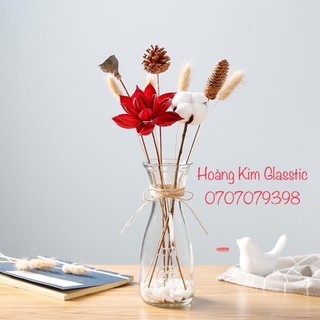 Bình thủy tinh thắt eo in chữ love 420ml lọ thủy tinh đa năng