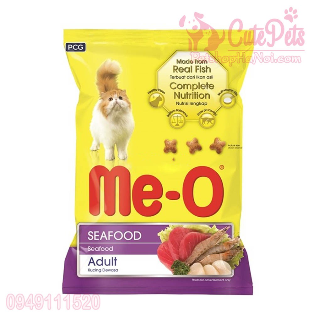 Thức Ăn cho mèo Me-O Adult 350g Vị Hải sản Cá Ngừ Cá thu Hạt cho mèo trưởng thành - Cutepets