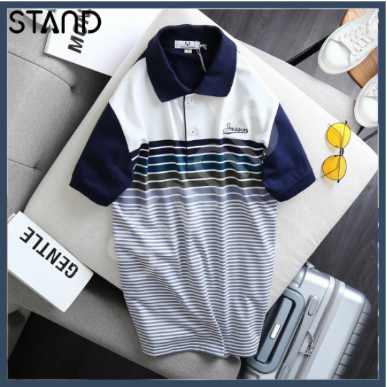 Áo Polo Tay Ngắn  💕𝘍𝘳𝘦𝘦𝘴𝘩𝘪𝘱💕 Polo Nam Có Cổ Jasson Sọc Ngang Thun Cotton Mềm Mịn  3 Màu 3 Size - Mã PS0016 - STAND